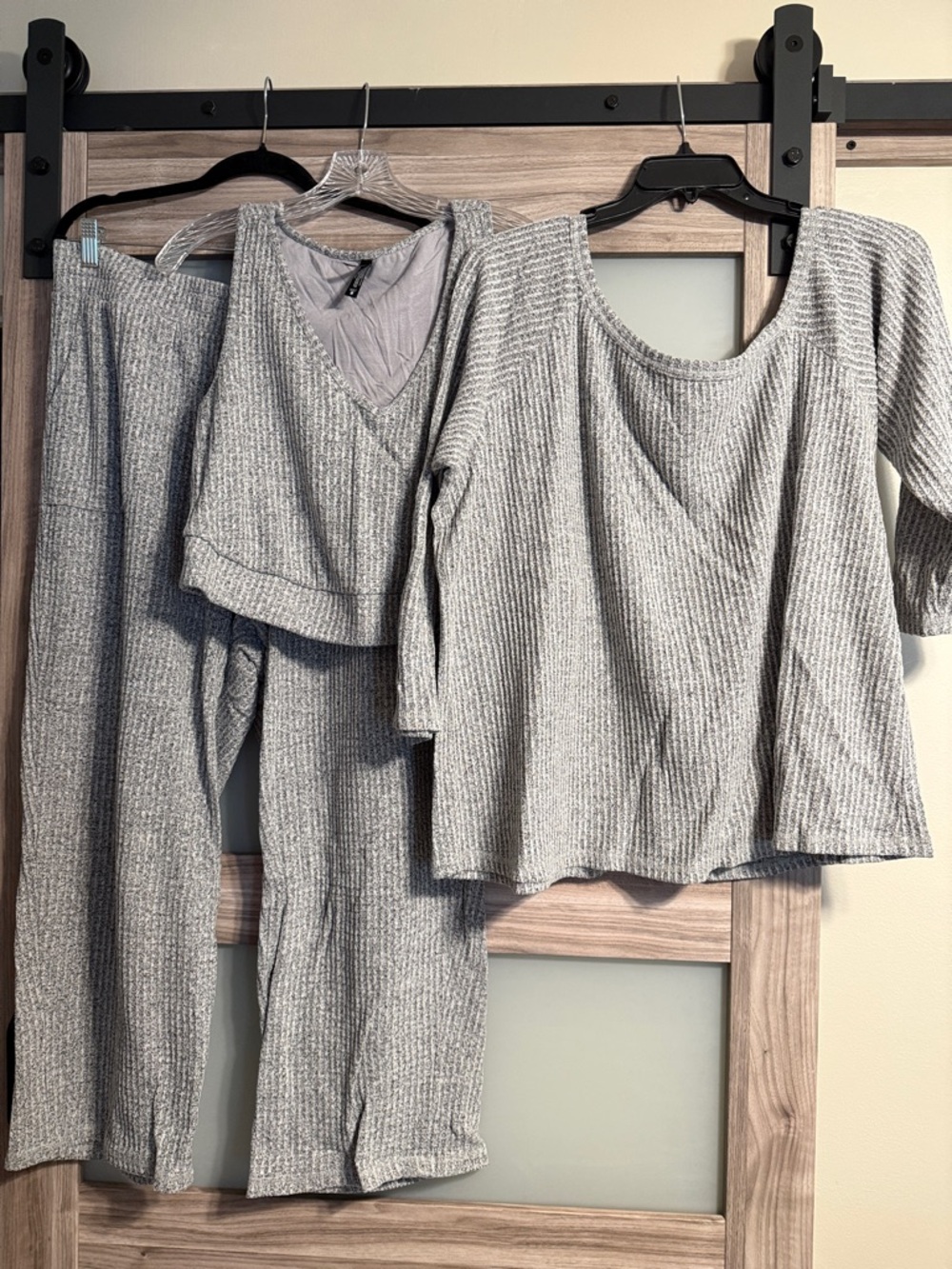 torrid Light Gray Ribbed 3-Piece Lounge Set